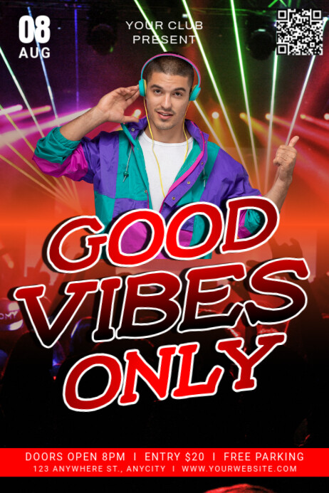 Black Gradien Good Vibes Only Poster Plakkaat template