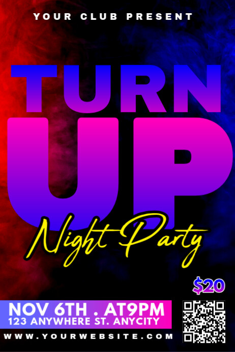 Copy of Black Gradien Turn Up Night Party Poster | PosterMyWall