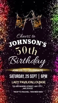 Black Gradient 50 Birthday Invite  Instagram Story template