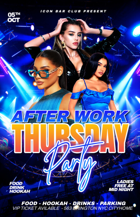 Black Gradient After Work Thursday Party Editable Flyer For Your Event Half Page Wide Halfbladsy Breed template