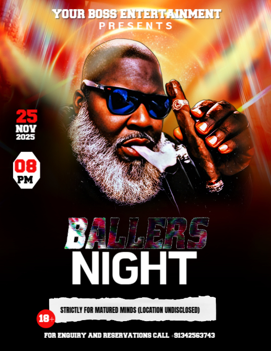 Plantilla de Black Gradient Ballers Night Party Flyer Flyer (us Letter ...