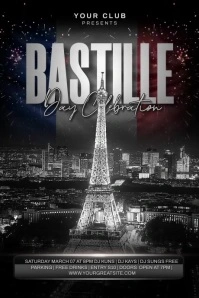 Black Gradient Bastille Day Celebration Poste Poster template