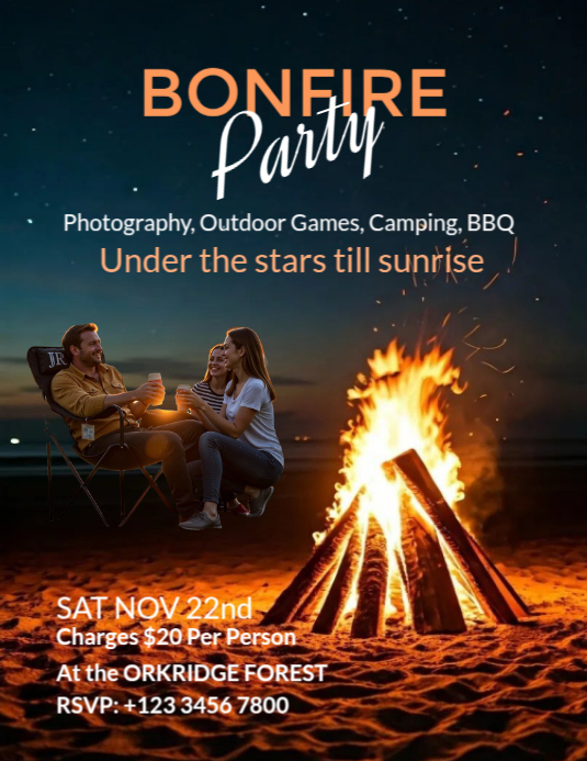 Black Gradient Bonfire Flyer (us Letter) Template | PosterMyWall