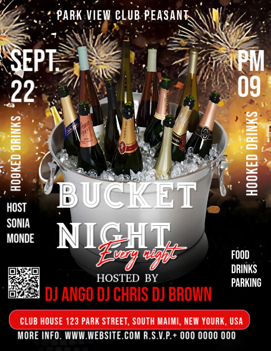 Bucket Collection Flyer Plantilla de Black Gradient Bucket Night Flyer (us Letter) | PosterMyWall