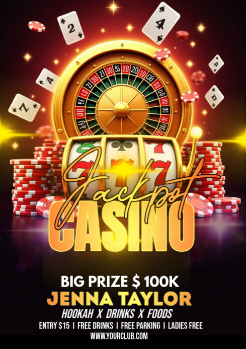 Black Gradient Casino Party Flyer A4 template