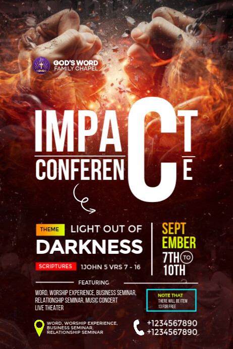 Black Gradient Church Conference Flyer  Poster template
