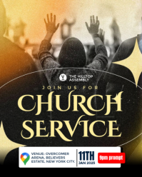 黑色 Church Service Instagram Portrait Template