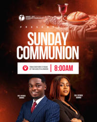 Black Gradient Communion Sunday Service  Instagram Portrait template