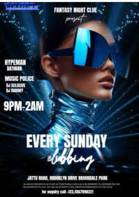 Black Gradient Every Sunday Clubbing A4 template