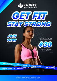 Black Gradient Fitness And Gym Poster A4 template