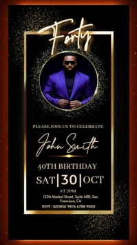 Black Gradient Forty Birthday  Instagram Story template