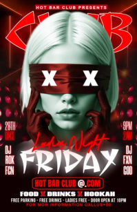 Black Gradient Friday Ladies Night Club Party Flyer Tabloid template