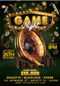 Black Gradient Game Night Event A4 template