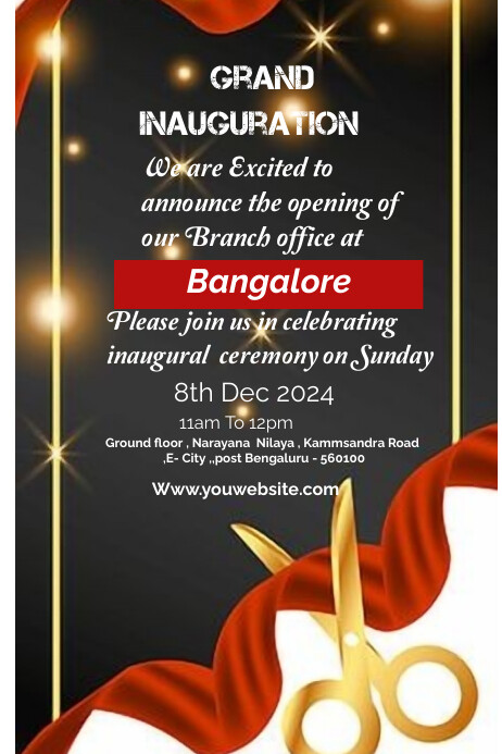 Black Gradient Grand Inauguration Poster Template | PosterMyWall