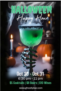 Black Gradient Halloween Bar Fly Poster Póster template