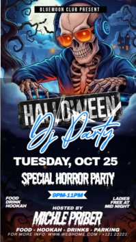 Black Gradient Halloween Dj Flyer Instagram Reel template