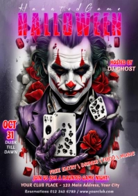 Black Gradient Halloween Haunted Game Party A4 template