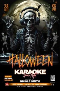 Negro Halloween Karaoke Night Poster Template
