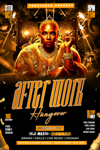 Black Gradient Hangover After Work Party Banner 4' × 6' template