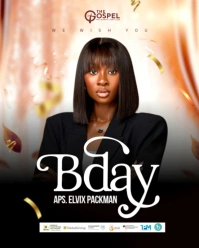 Black Gradient Happy Birthday  Instagram Portrait template