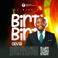 Black Gradient Happy Birthday  Instagram Post template