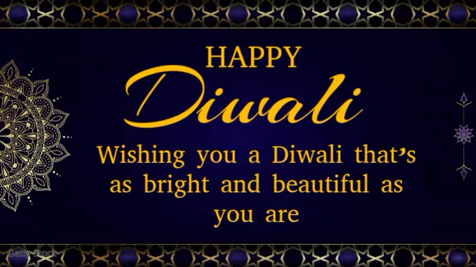 Black Gradient Happy Diwali Digital Display (16:9) template