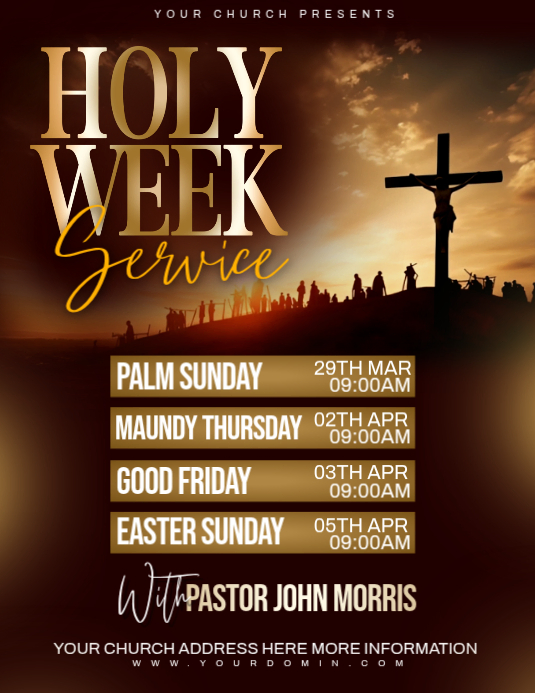 Black Gradient Holy Week Service Flyer Template | PosterMyWall