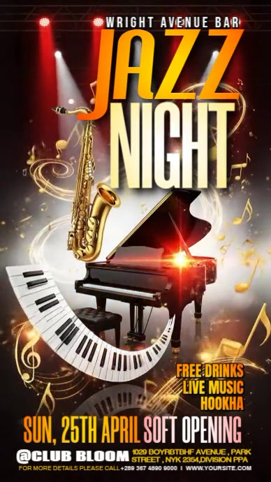 Black Gradient Jazz Music Digital Display (9:16) template