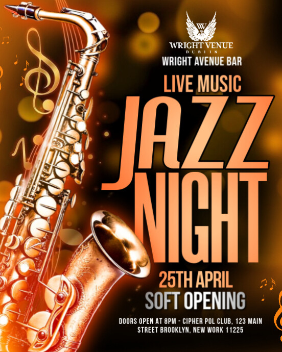 Black Gradient Jazz Music Even Template Instagram Portrait