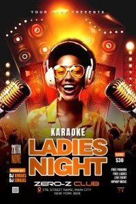Black Gradient Karaoke And Ladies Night Party Poster template