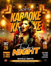 Black Gradient Karaoke And Ladies Night Party  Flyer (us Letter) template