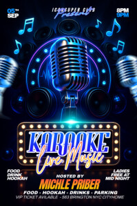 Black Gradient Karaoke Live Music Party For Club Event Poster template