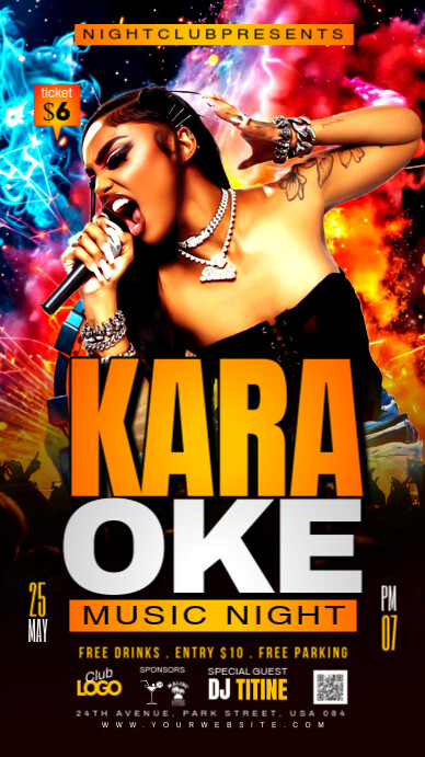 Black Gradient Karaoke Music Night Party Instagram Story template