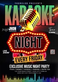 Black Gradient Karaoke Night Video Flyer A5 template