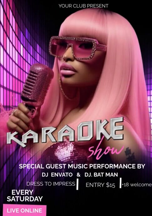Black Gradient Karaoke Show A4 template