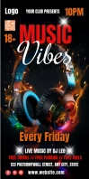 Black Gradient Music Vibes Roll Up Banner 3' × 6' template