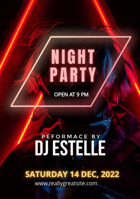 Black Gradient Night Party Flyer A4 Template | PosterMyWall