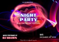Black Gradient Night Party  Postcard template