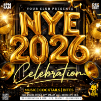 Black Gradient Nye 2026 Celebration Party Instagram Post Instagram-opslag template