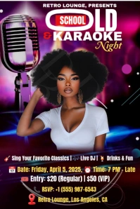 Black Gradient Old School Karaoke Night  Pinterest Graphic Pinterest-grafik template
