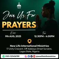 Black Gradient Prayer Service Social Media Template Easy To Customize Instagram Post
