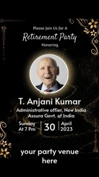 Black Gradient Retirement Party Video Digital template