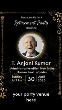 Black Gradient Retirement Party Video Digital Digitalt display (9:16) template