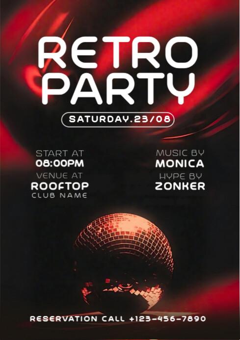 Black Gradient Retro  Night Party A4 template