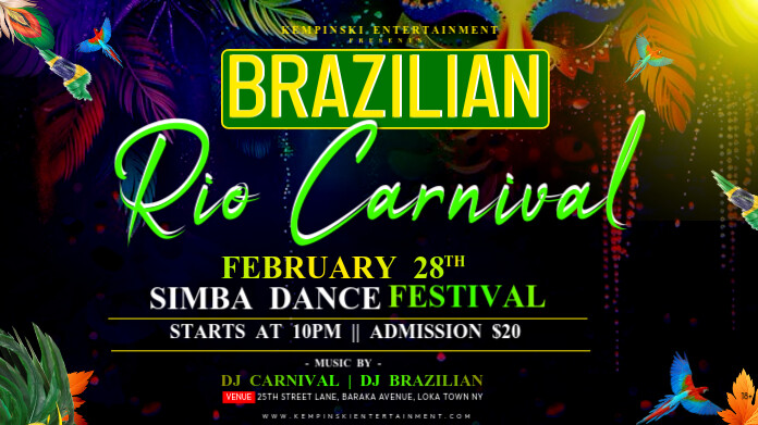 Black Gradient Rio Carnival Twitter Post template