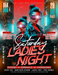 Black Gradient Saturday Ladies Night Party Flyer Flyer (us Letter) template