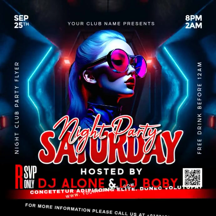 Black Gradient Saturday Night Party Instagram Post Template | PosterMyWall