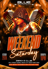 Black Gradient Saturday Weekend Party A4 template