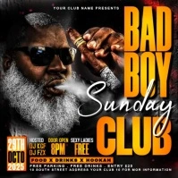 Black Gradient Sunday Bad Boy Night Club Party Flyer Instagram Post template