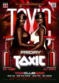 Black Gradient Toxic Friday Night Party Flyer A5 template